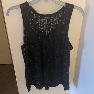 Express Black Lace Studded Top Size Medium